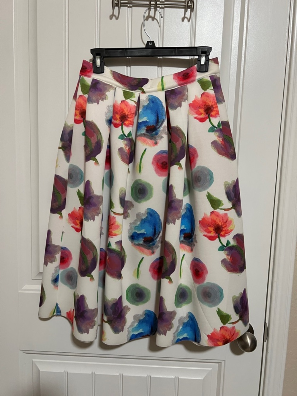 re:named White A-Line Skirt with Multicolor Floral Print